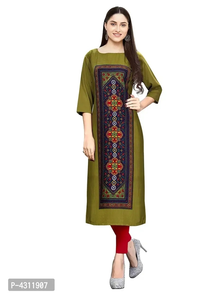 Stylish Beige Crepe Floral Print Straight Kurta For Women 