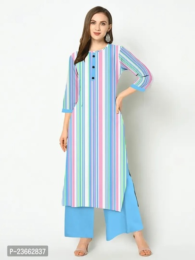 Elegant Striped Khadi Cotton Kurta with Palazzo Set For Women