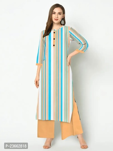 Elegant Striped Khadi Cotton Kurta with Palazzo Set For Women