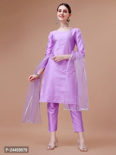 Stylish Fancy Designer Art Silk Kurta With Bottom Wear And Dupatta Set Women